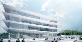 Vue d'architecte du futur bâtiment Atrium de l'Université Paul-Valéry @université paul valery